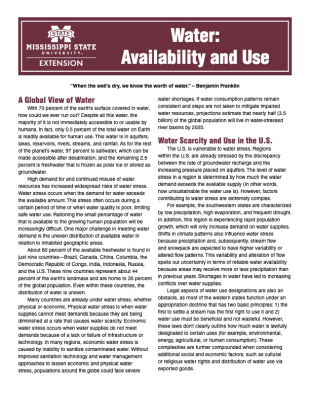 Water: Availability and Use